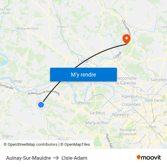 Aulnay-Sur-Mauldre to L'Isle-Adam map