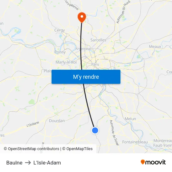 Baulne to L'Isle-Adam map