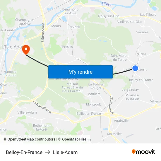 Belloy-En-France to L'Isle-Adam map