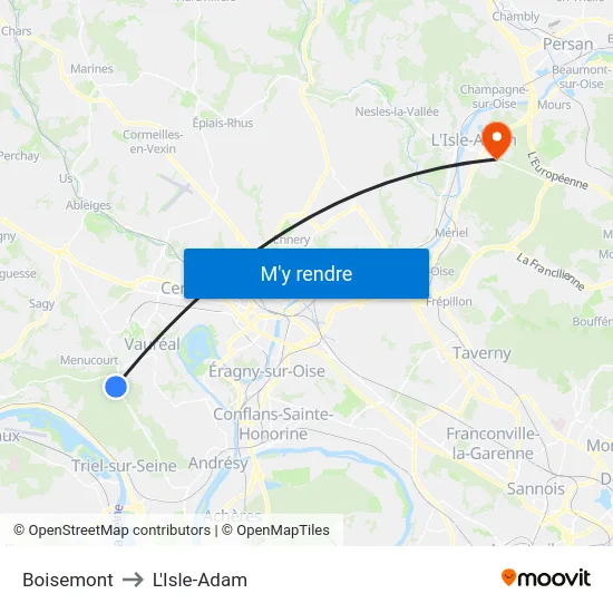 Boisemont to L'Isle-Adam map