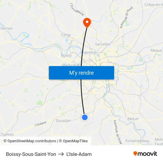 Boissy-Sous-Saint-Yon to L'Isle-Adam map