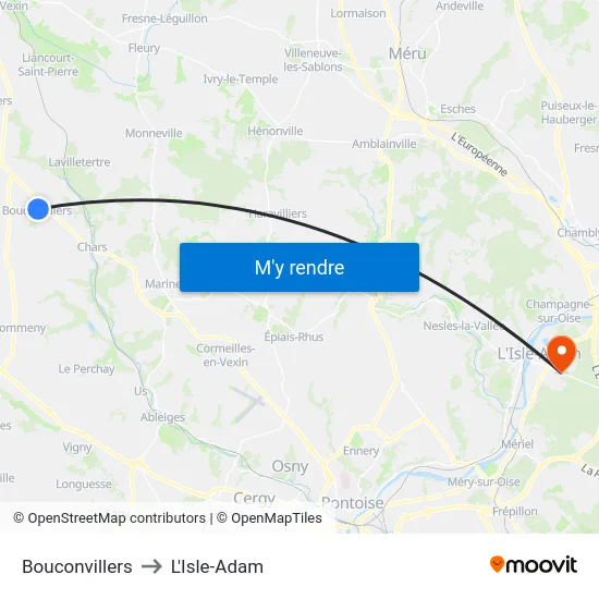 Bouconvillers to L'Isle-Adam map
