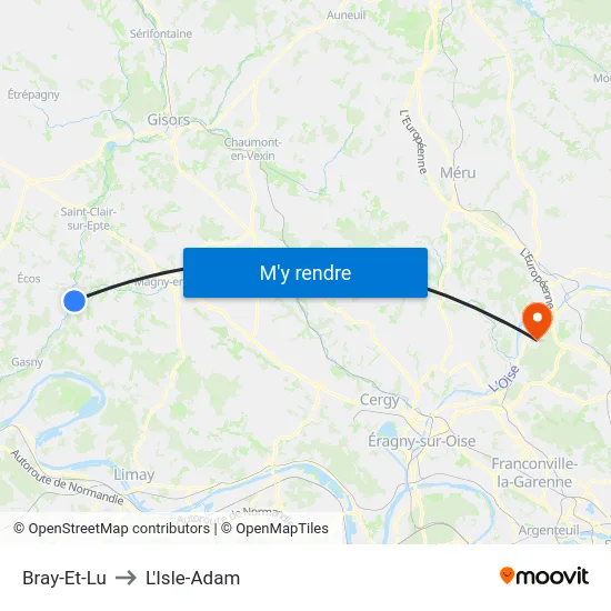 Bray-Et-Lu to L'Isle-Adam map