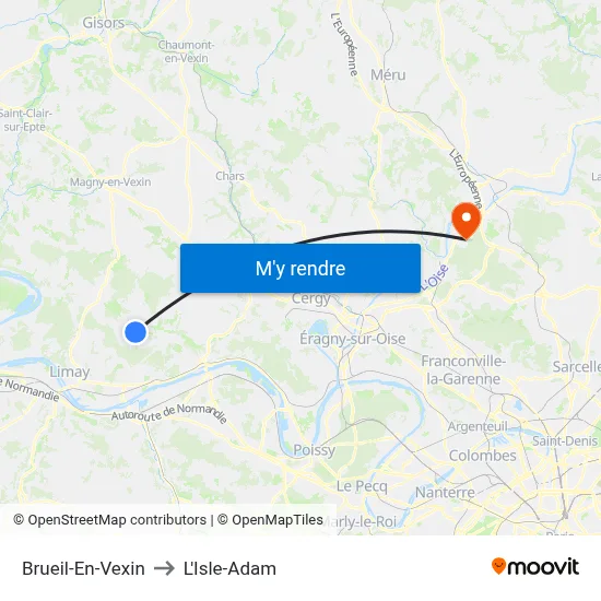 Brueil-En-Vexin to L'Isle-Adam map