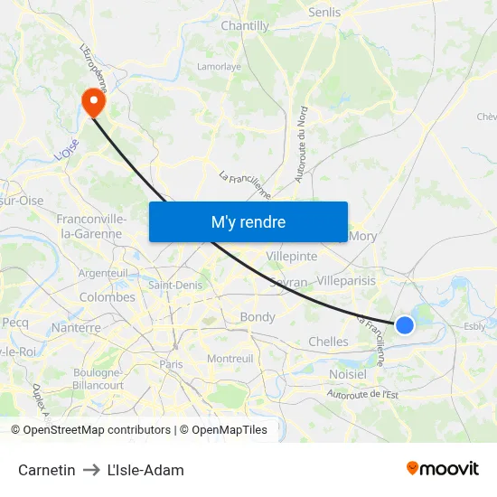 Carnetin to L'Isle-Adam map