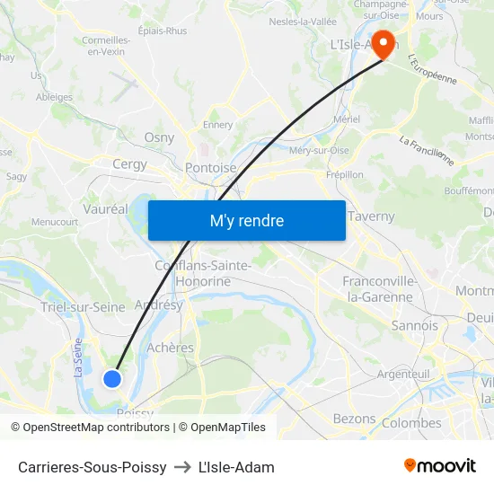 Carrieres-Sous-Poissy to L'Isle-Adam map
