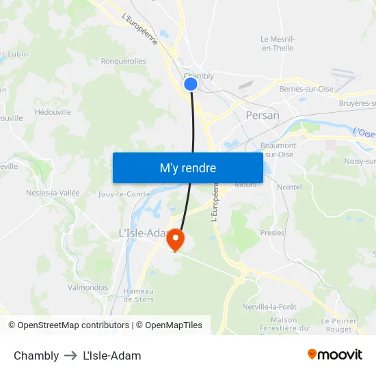 Chambly to L'Isle-Adam map