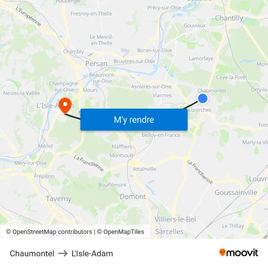 Chaumontel to L'Isle-Adam map