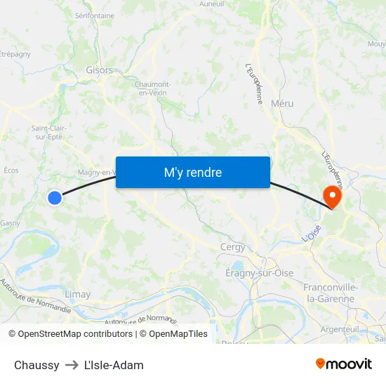 Chaussy to L'Isle-Adam map