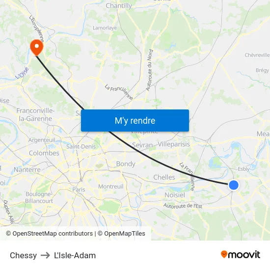 Chessy to L'Isle-Adam map