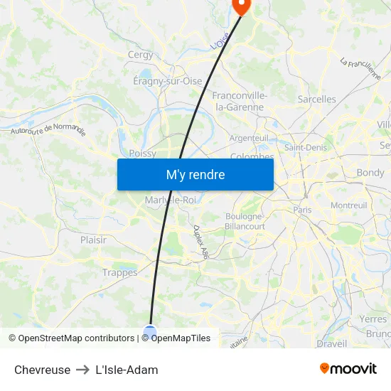 Chevreuse to L'Isle-Adam map