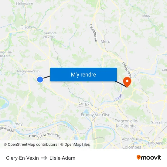 Clery-En-Vexin to L'Isle-Adam map