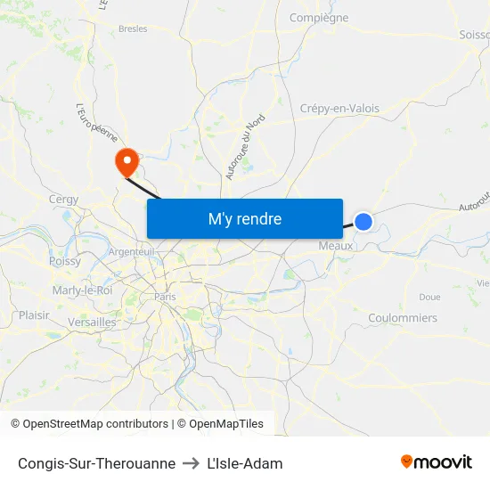 Congis-Sur-Therouanne to L'Isle-Adam map