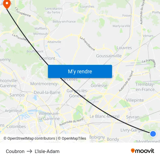 Coubron to L'Isle-Adam map