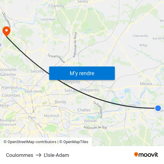 Coulommes to L'Isle-Adam map