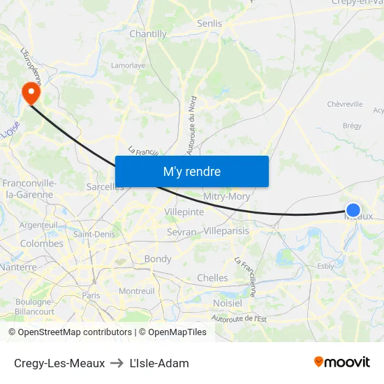 Cregy-Les-Meaux to L'Isle-Adam map