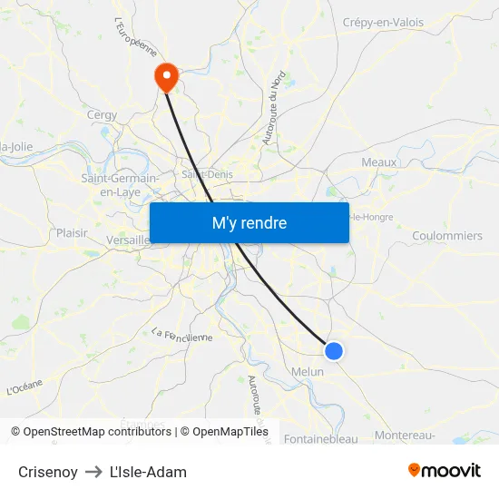 Crisenoy to L'Isle-Adam map