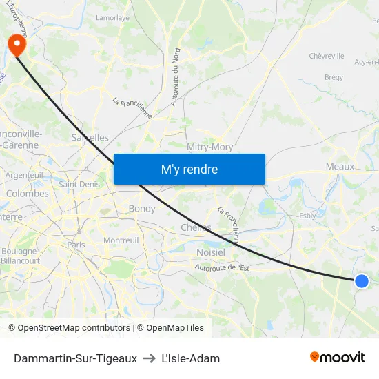 Dammartin-Sur-Tigeaux to L'Isle-Adam map