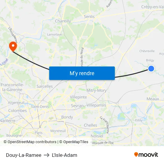 Douy-La-Ramee to L'Isle-Adam map