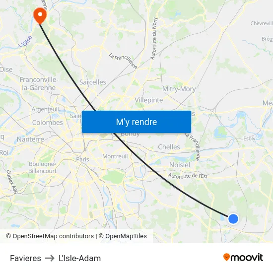 Favieres to L'Isle-Adam map