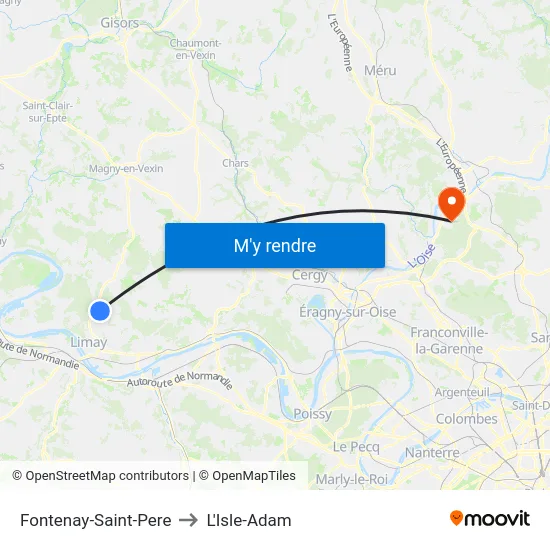 Fontenay-Saint-Pere to L'Isle-Adam map