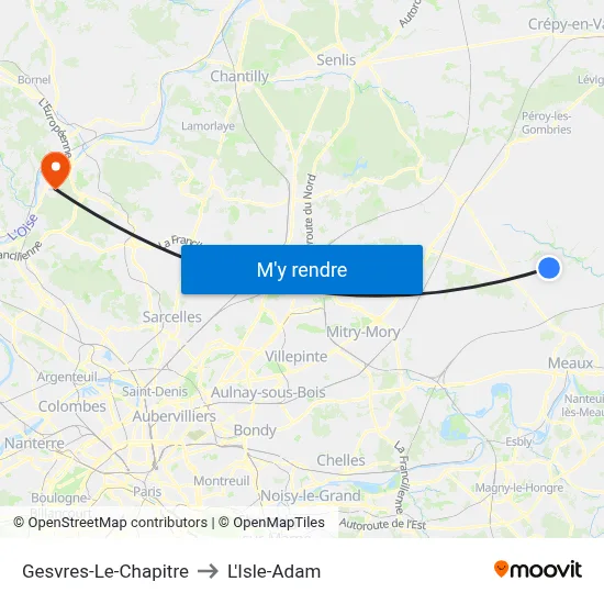 Gesvres-Le-Chapitre to L'Isle-Adam map