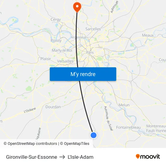 Gironville-Sur-Essonne to L'Isle-Adam map