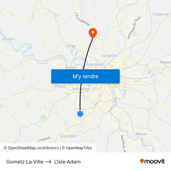 Gometz-La-Ville to L'Isle-Adam map