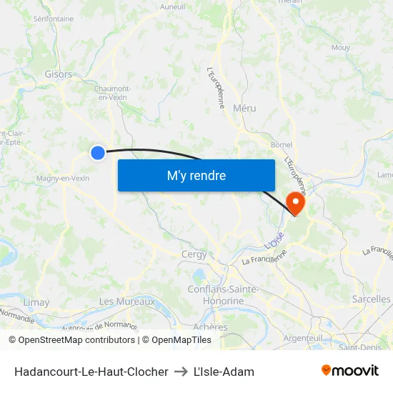 Hadancourt-Le-Haut-Clocher to L'Isle-Adam map