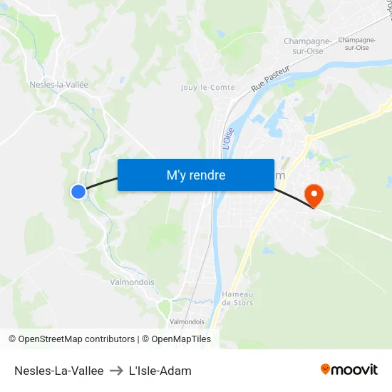 Nesles-La-Vallee to L'Isle-Adam map