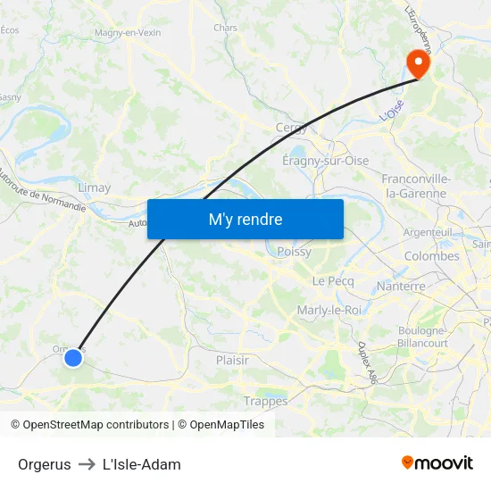Orgerus to L'Isle-Adam map