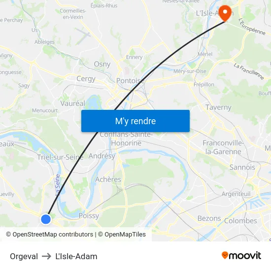 Orgeval to L'Isle-Adam map