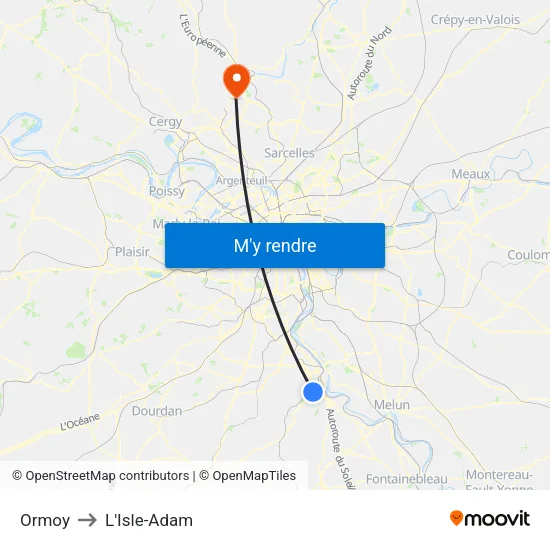 Ormoy to L'Isle-Adam map
