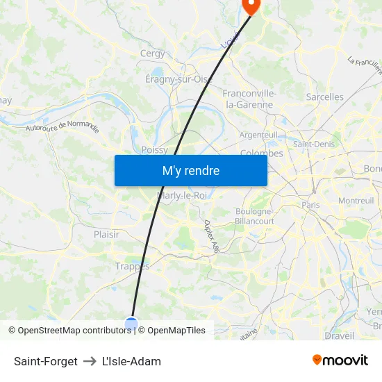 Saint-Forget to L'Isle-Adam map
