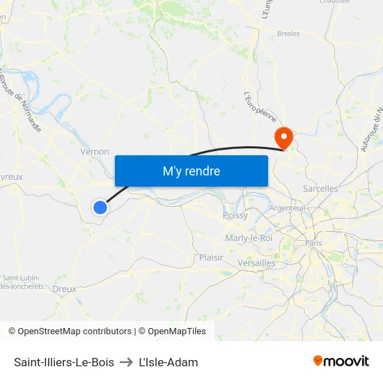 Saint-Illiers-Le-Bois to L'Isle-Adam map