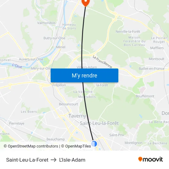 Saint-Leu-La-Foret to L'Isle-Adam map