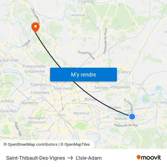 Saint-Thibault-Des-Vignes to L'Isle-Adam map