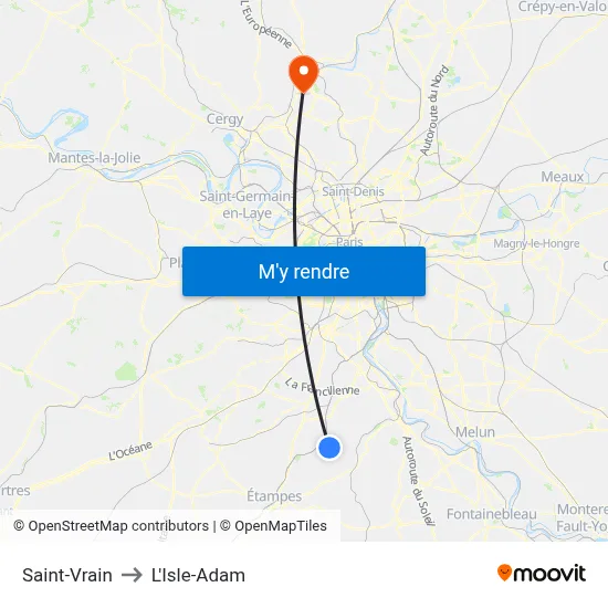 Saint-Vrain to L'Isle-Adam map