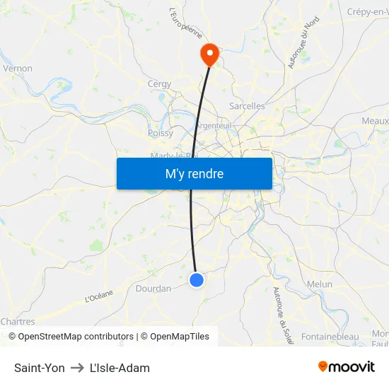 Saint-Yon to L'Isle-Adam map