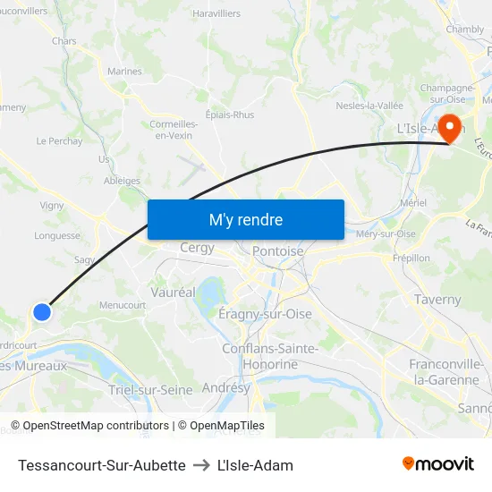 Tessancourt-Sur-Aubette to L'Isle-Adam map