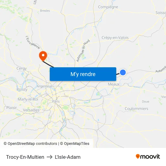 Trocy-En-Multien to L'Isle-Adam map