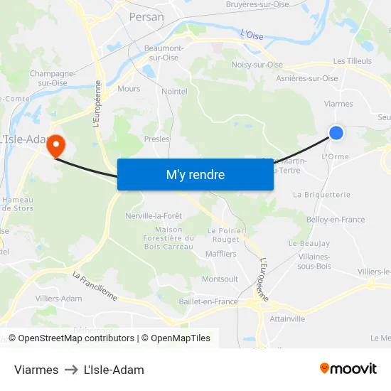 Viarmes to L'Isle-Adam map