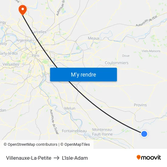 Villenauxe-La-Petite to L'Isle-Adam map