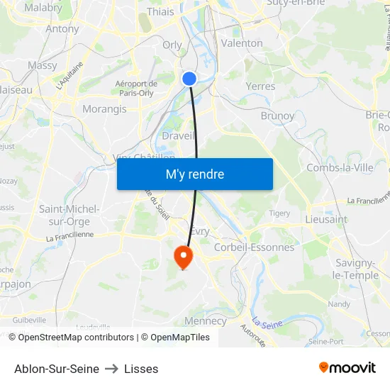 Ablon-Sur-Seine to Lisses map