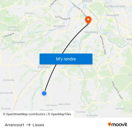 Arrancourt to Lisses map