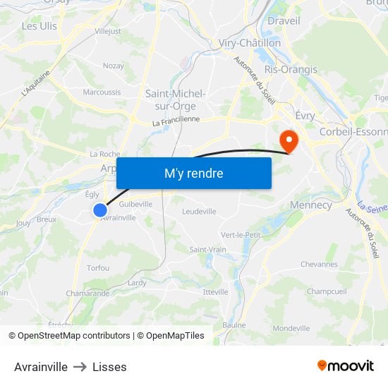Avrainville to Lisses map