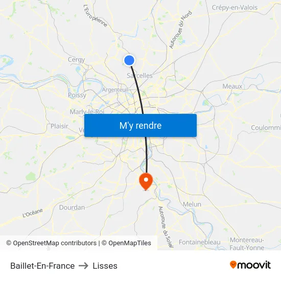 Baillet-En-France to Lisses map