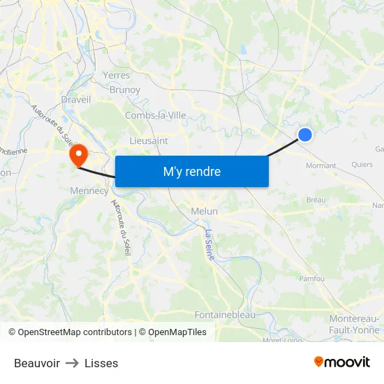 Beauvoir to Lisses map