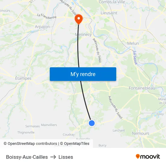 Boissy-Aux-Cailles to Lisses map
