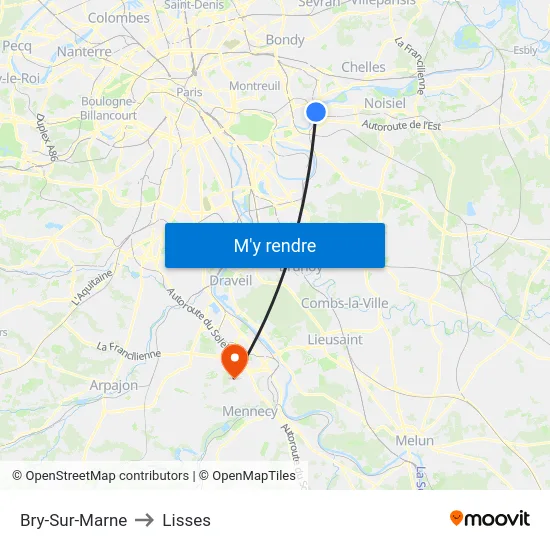 Bry-Sur-Marne to Lisses map